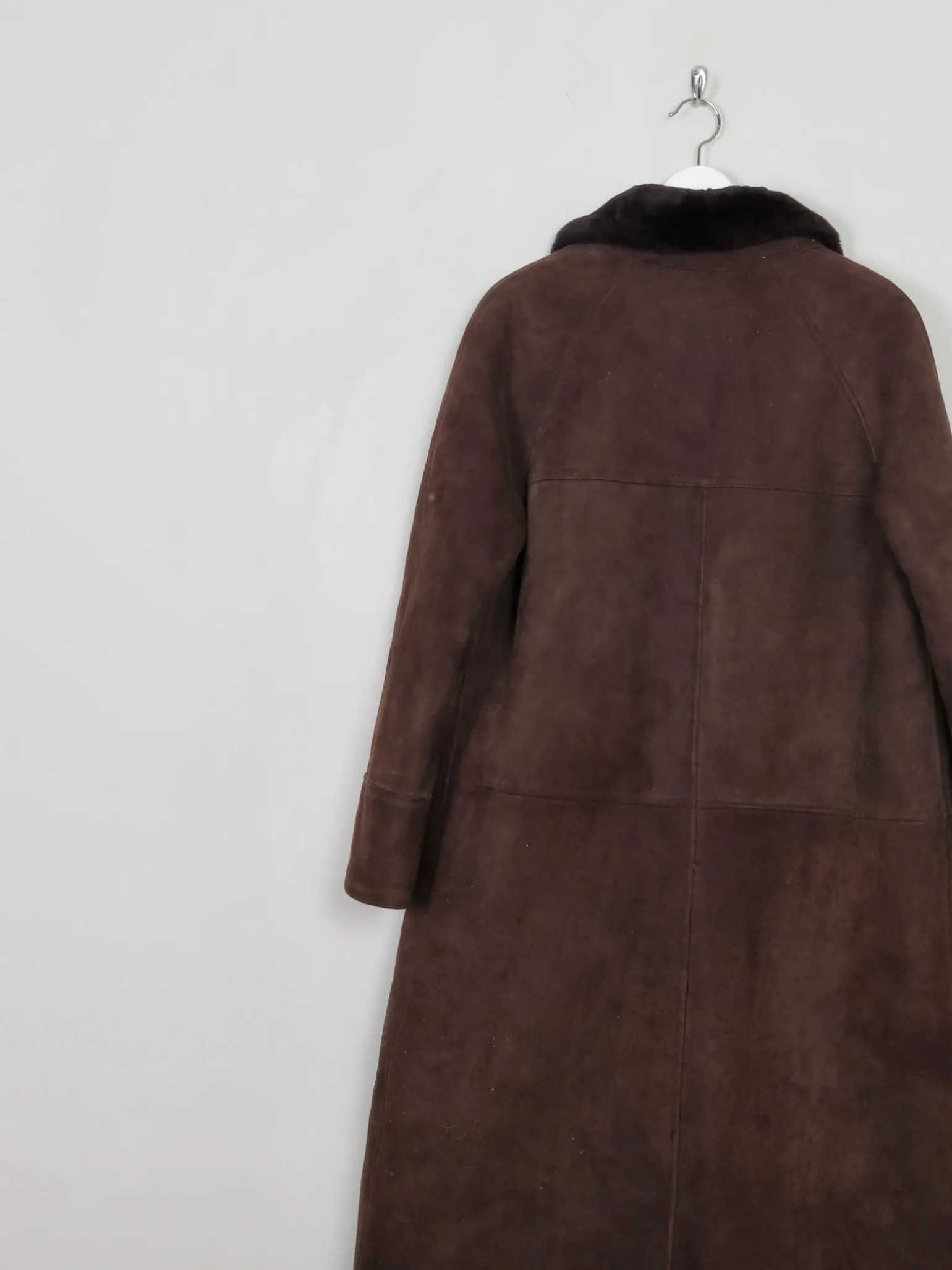 Women's Vintage Brown Long Sheepskin Coat S/M