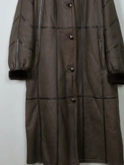 Women's Vintage Brown Shearling Long Coat M/L