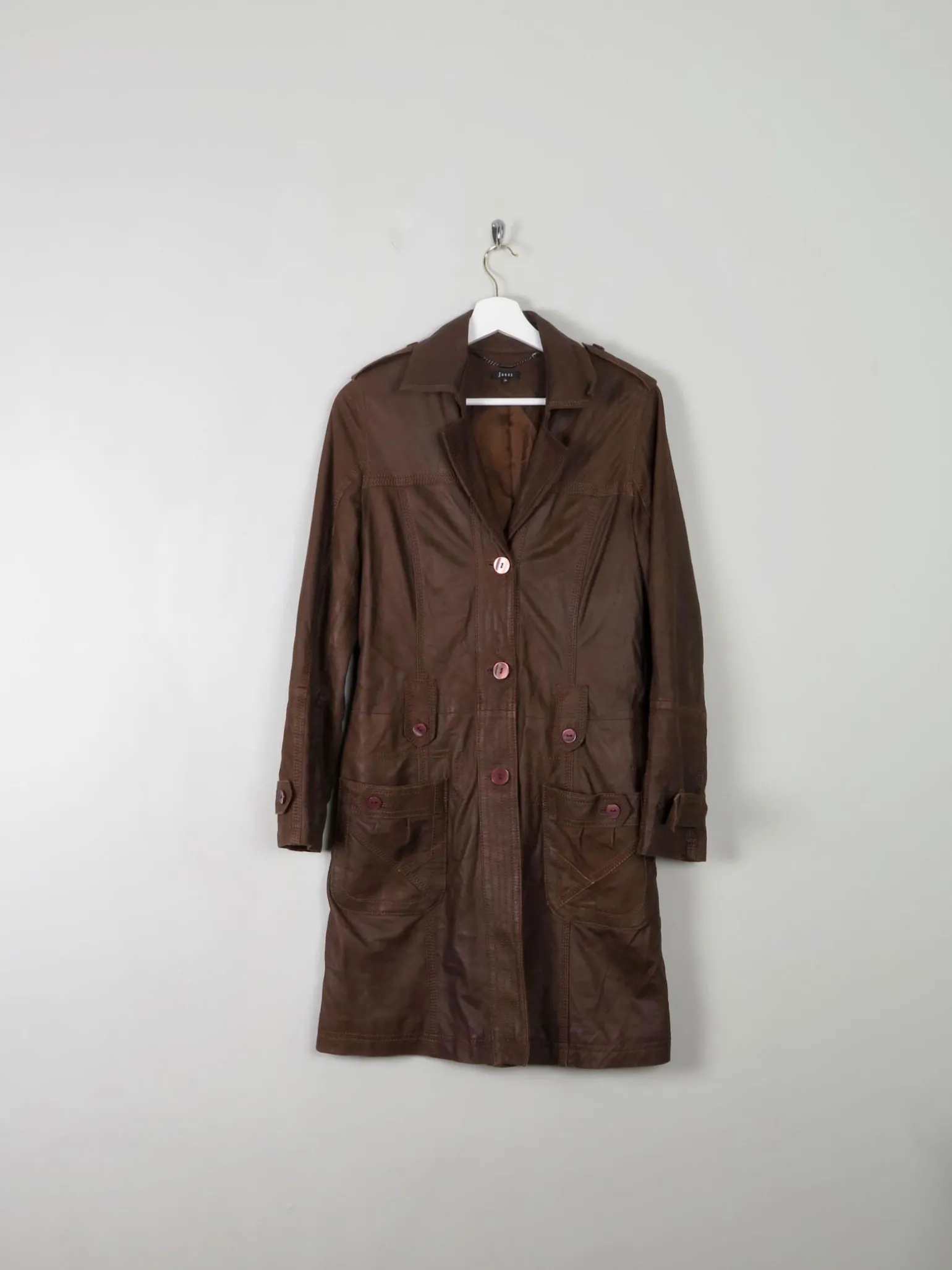 Women's Vintage Brown Short Leather Coat 8