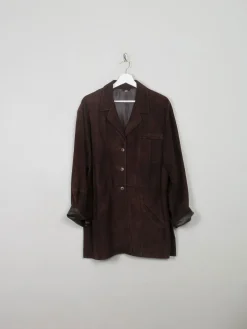 Women's Vintage Brown Suede Jacket M Oversized