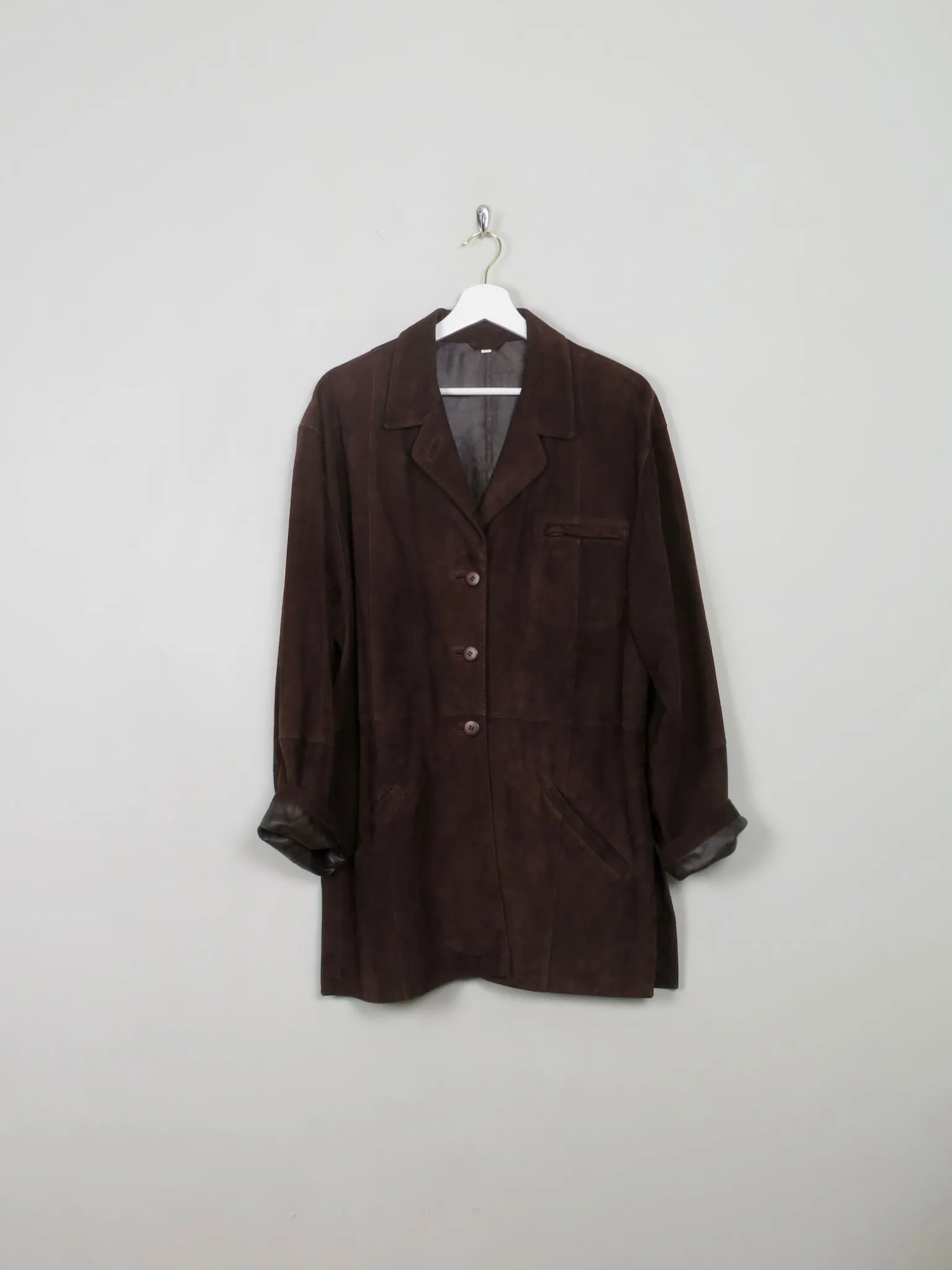 Women's Vintage Brown Suede Jacket M Oversized