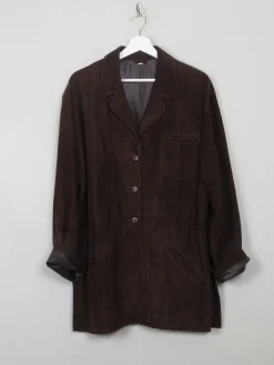 Women's Vintage Brown Suede Jacket M Oversized