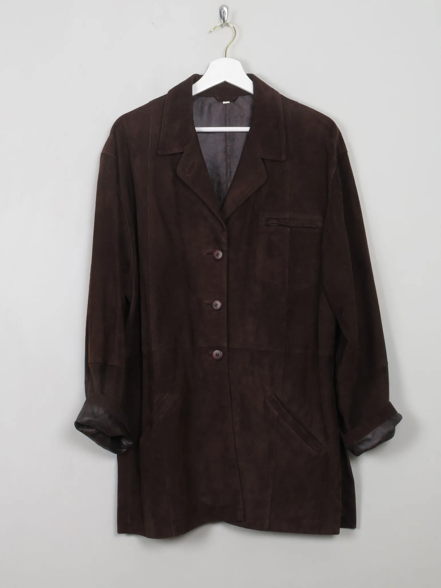 Women's Vintage Brown Suede Jacket M Oversized