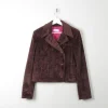 Women's Vintage Brown Velvet Cropped Jacket S