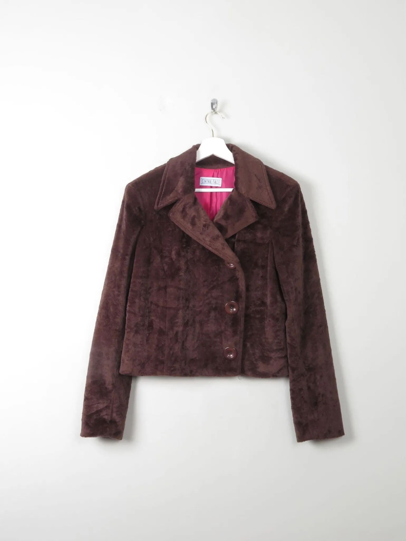 Women's Vintage Brown Velvet Cropped Jacket S
