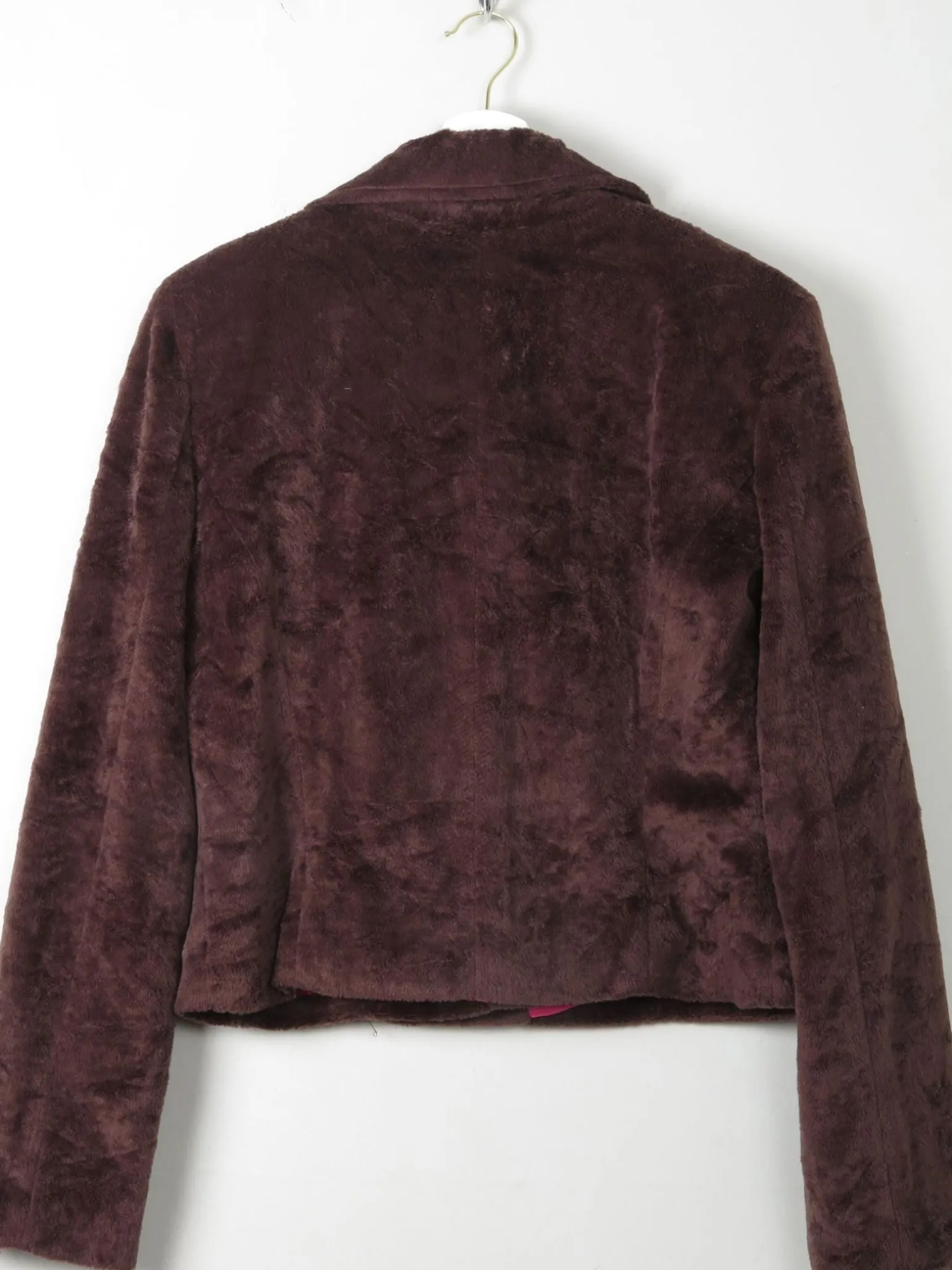 Women's Vintage Brown Velvet Cropped Jacket S