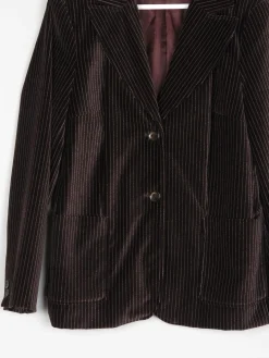 Women’s Vintage Brown Velvet Pinstripe Jacket L