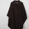 Women's Vintage Brown Wool Coat Cape One Size