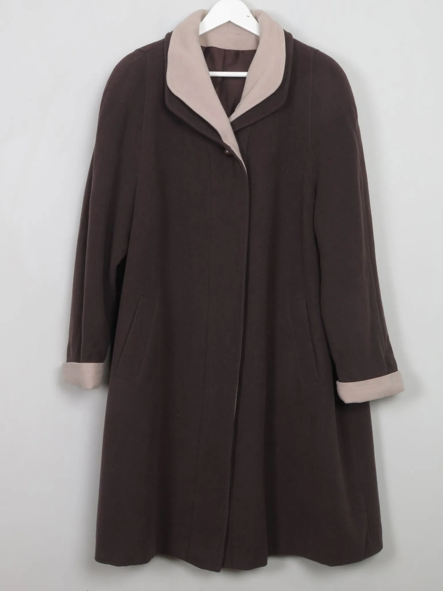 Women's Vintage Brown Wool Swing Coat M/L