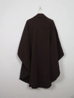 Women's Vintage Brown Wool Coat Cape One Size