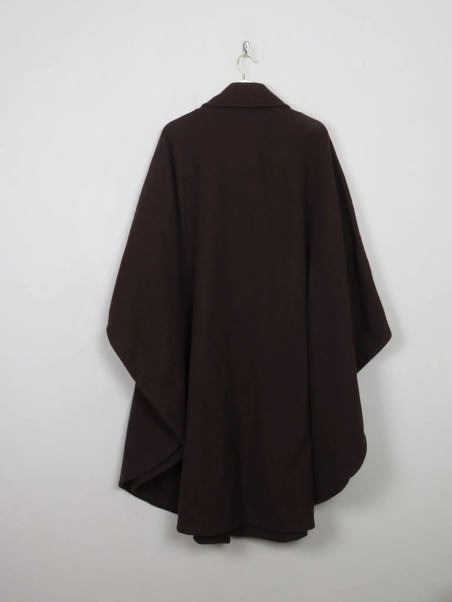 Women's Vintage Brown Wool Coat Cape One Size