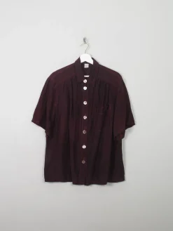 Women's Vintage Burgundy Silk Blouse M/L
