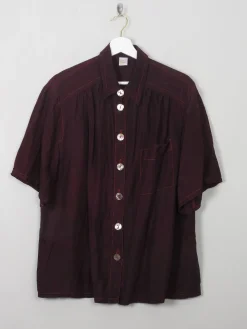 Women's Vintage Burgundy Silk Blouse M/L