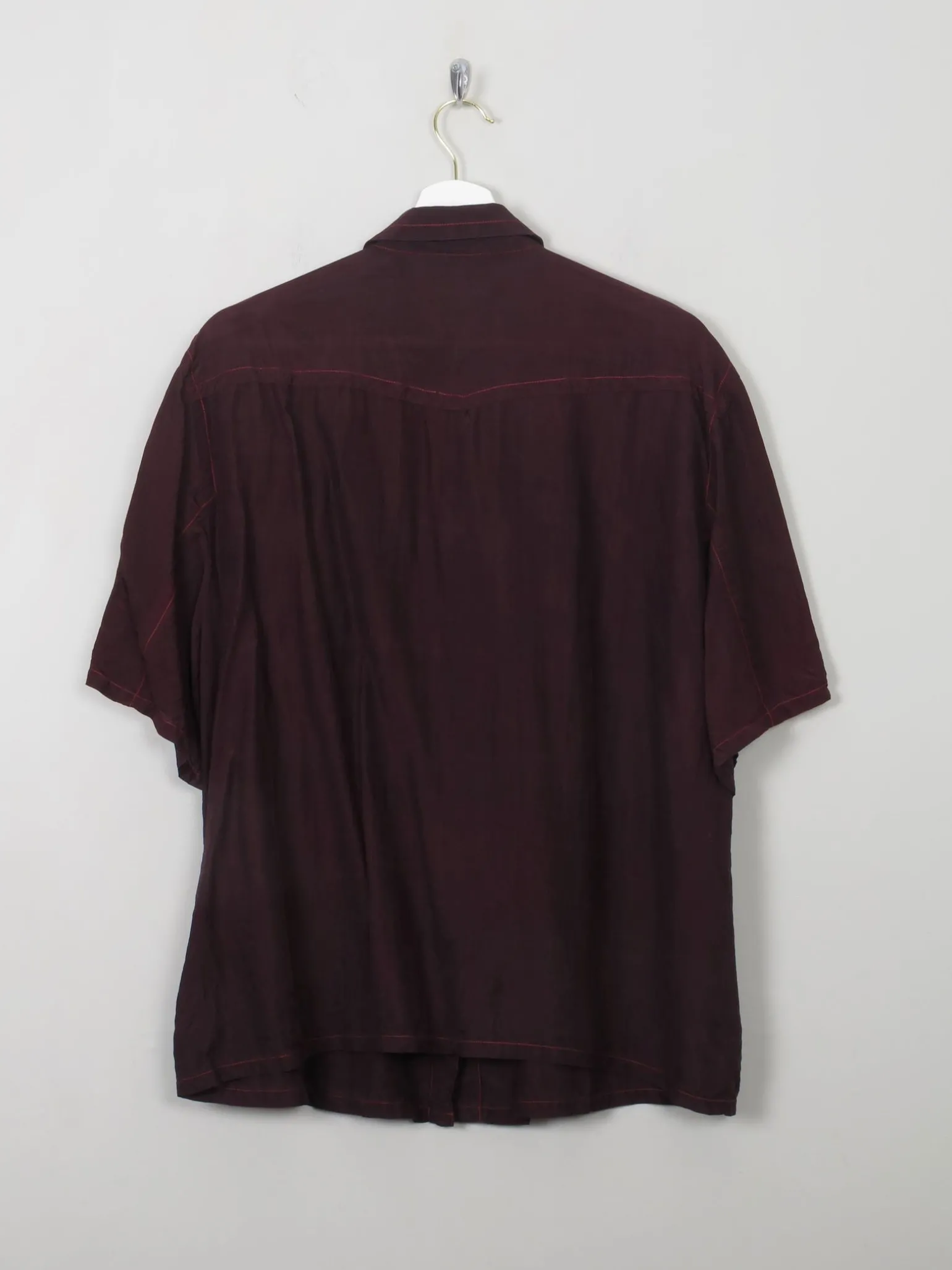 Women's Vintage Burgundy Silk Blouse M/L