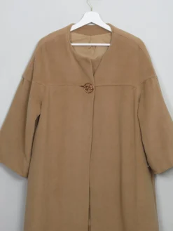 Women's Vintage Camel Cashmere 1950s Coat M