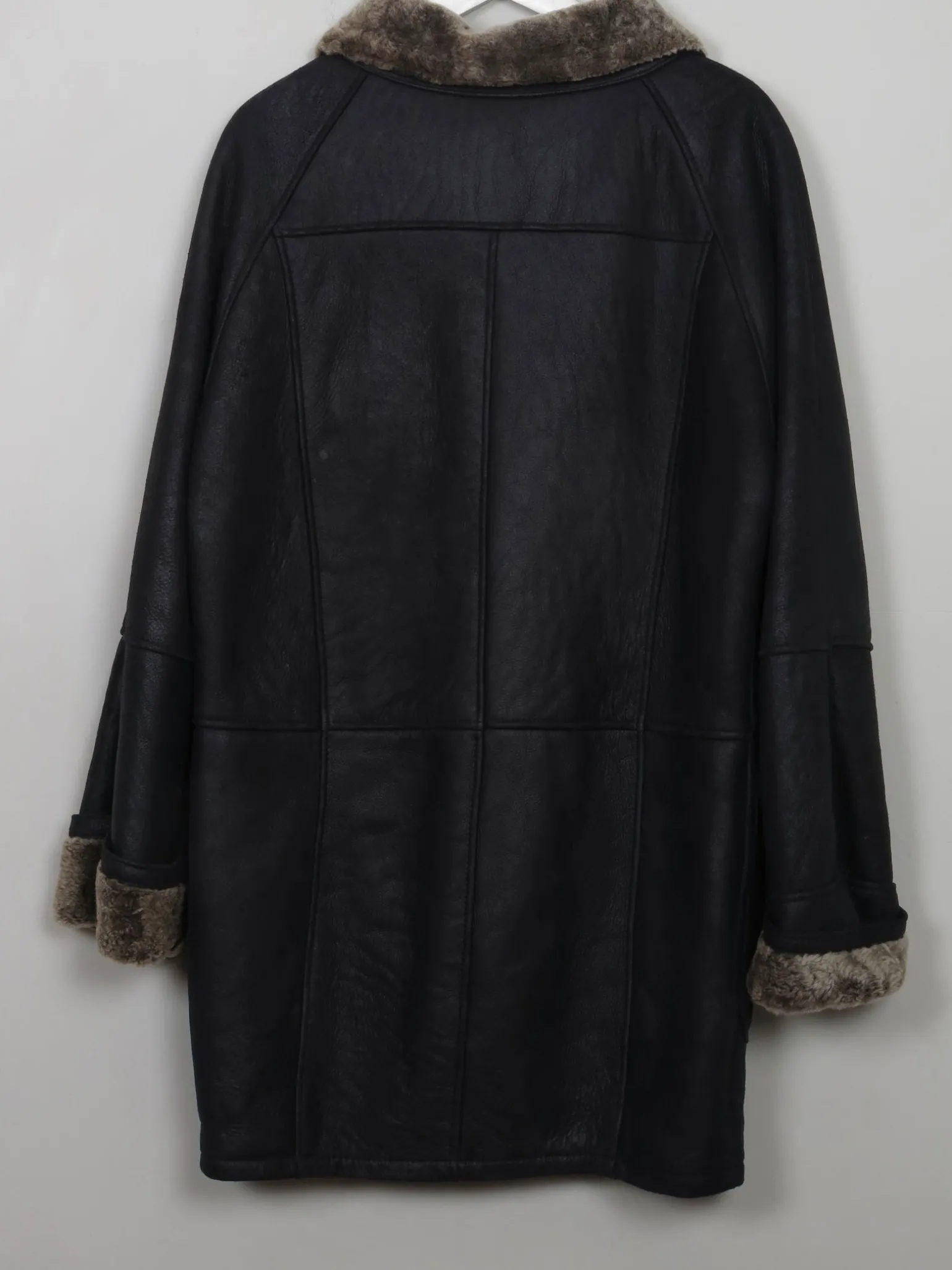 Women's Vintage Charcoal Black Sheepskin Coat S/M