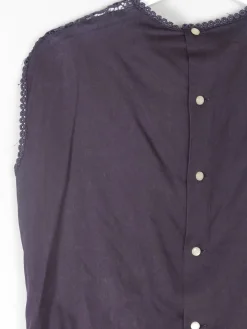 Women's Vintage Charcoal Cotton & Lace Blouse 10/12