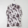 Women's Vintage Cream & Black Printed Collared Blouse L