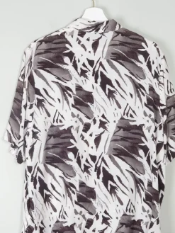 Women's Vintage Cream & Black Printed Collared Blouse L