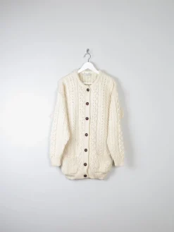 Women's Vintage Cream Aran Cardigan From Carraig Donn M