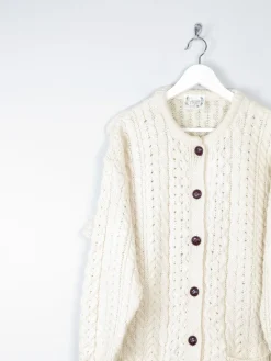 Women's Vintage Cream Aran Cardigan From Carraig Donn M