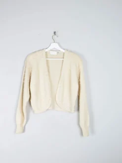 Women’s Vintage Cream Beaded Bolero Wool Cardigan S/M