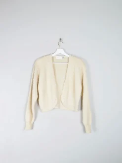 Women’s Vintage Cream Beaded Bolero Wool Cardigan S/M