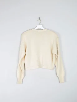 Women’s Vintage Cream Beaded Bolero Wool Cardigan S/M