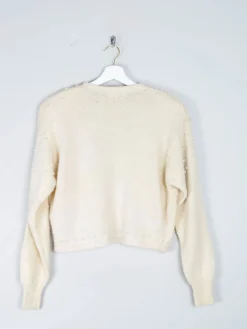 Women’s Vintage Cream Beaded Bolero Wool Cardigan S/M