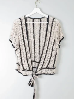 Women's Vintage Cream Crochet Top M/L
