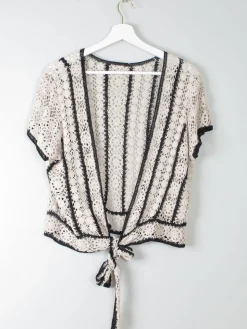 Women's Vintage Cream Crochet Top M/L
