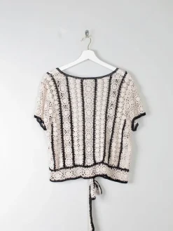 Women's Vintage Cream Crochet Top M/L
