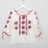 Women’s Vintage Cream Embroidered Peasant Blouse XS