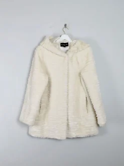 Women's Vintage Cream Faux Fur Hooded Jacket M