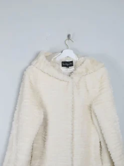 Women's Vintage Cream Faux Fur Hooded Jacket M