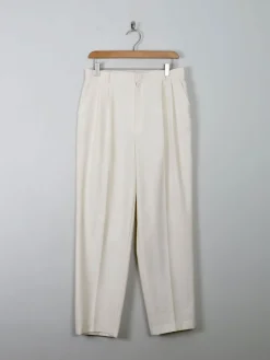 Women's Vintage Cream High Waist Trousers 31"W/ M