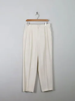 Women's Vintage Cream High Waist Trousers 31"W/ M