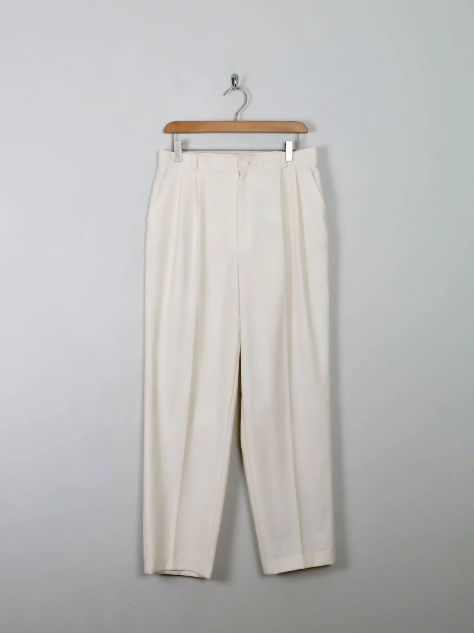 Women's Vintage Cream High Waist Trousers 31"W/ M