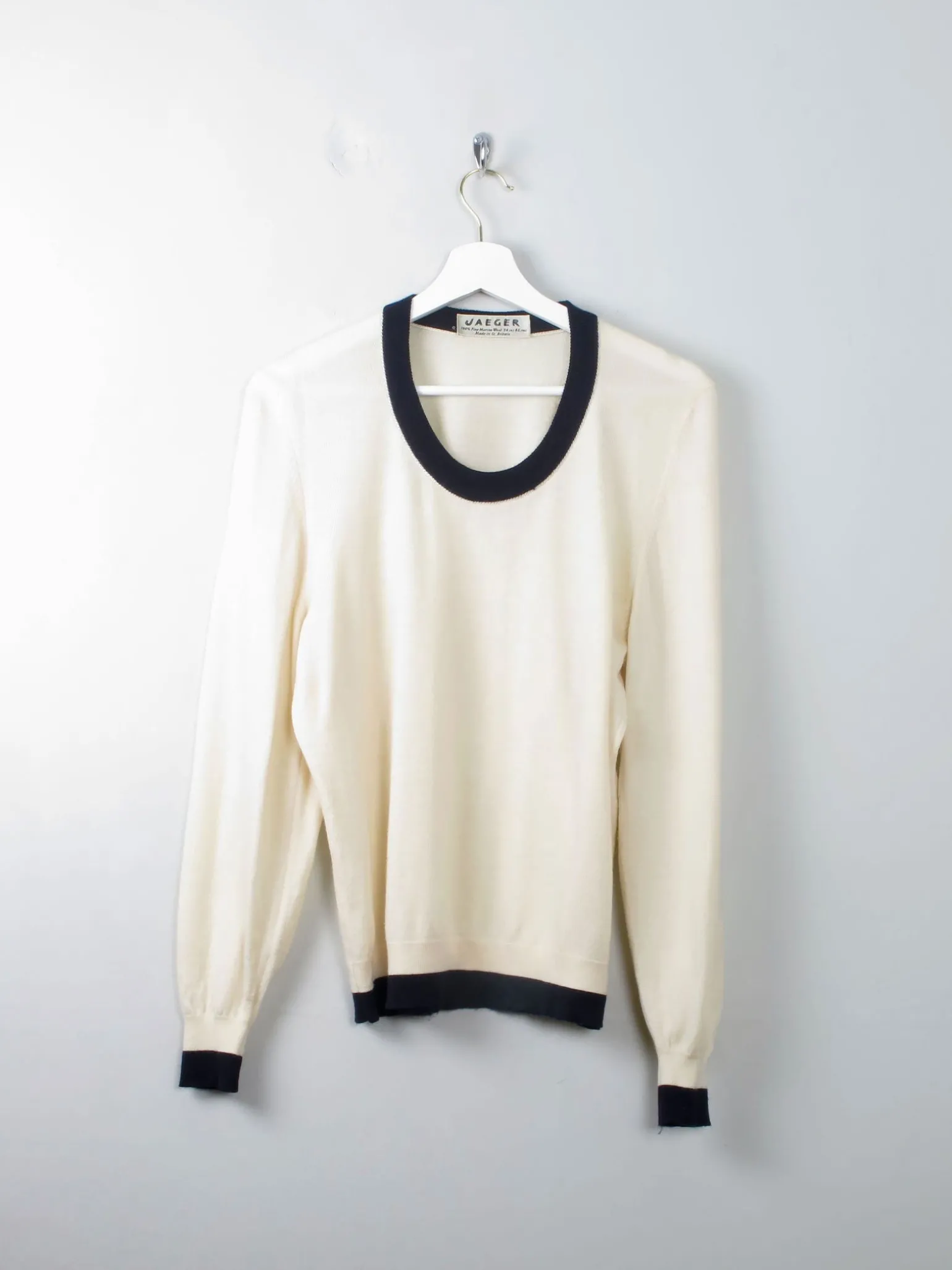 Women’s Vintage Cream Jaeger Merino Wool Jumper S/M