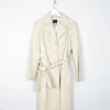 Women's Vintage Cream Long Leather Amiss Coat 10/12
