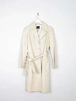 Women's Vintage Cream Long Leather Amiss Coat 10/12