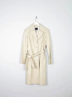 Women's Vintage Cream Long Leather Amiss Coat 10/12