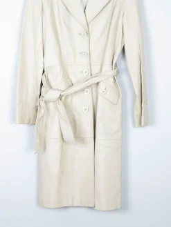 Women's Vintage Cream Long Leather Amiss Coat 10/12