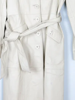 Women's Vintage Cream Long Leather Amiss Coat 10/12