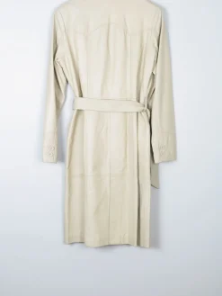Women's Vintage Cream Long Leather Amiss Coat 10/12