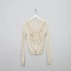 Women's Vintage Cream Wool Cropped Cardigan XS/S