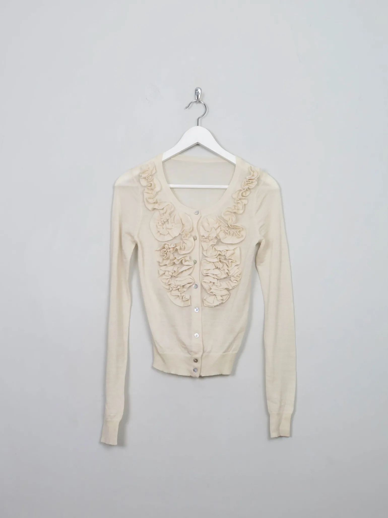 Women's Vintage Cream Wool Cropped Cardigan XS/S