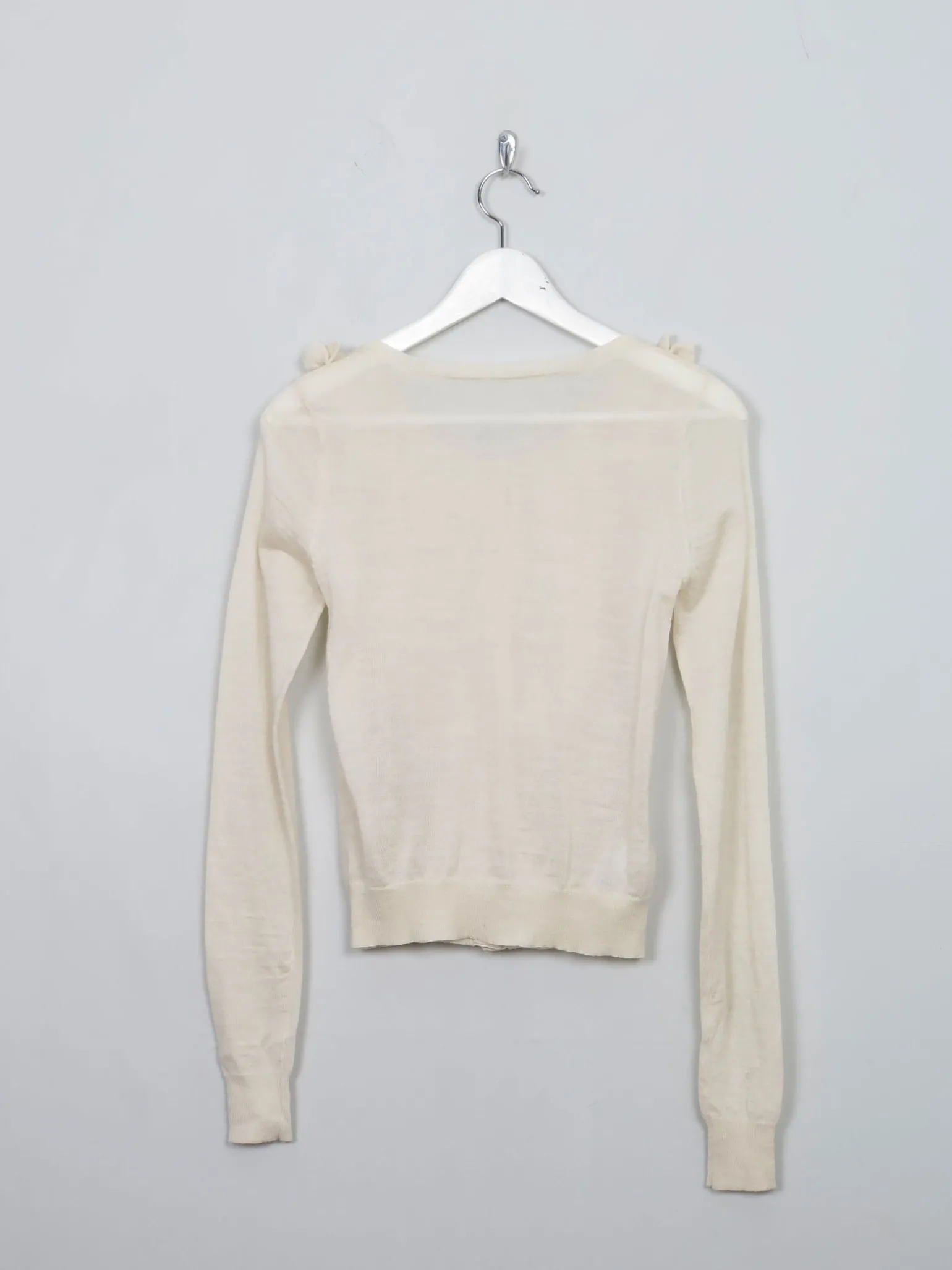 Women's Vintage Cream Wool Cropped Cardigan XS/S