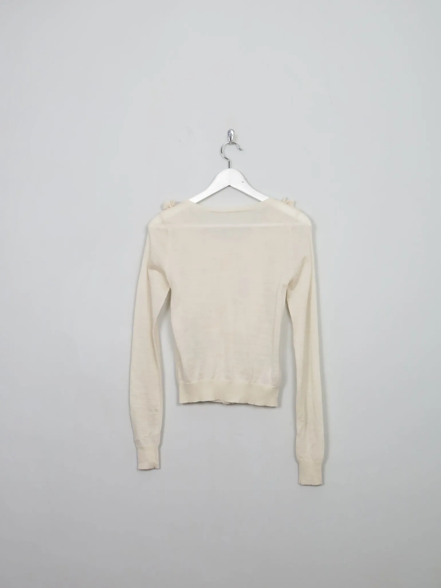 Women's Vintage Cream Wool Cropped Cardigan XS/S