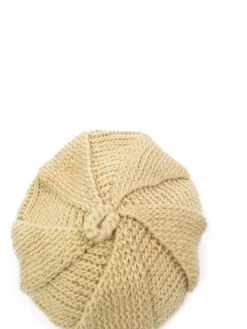 Women’s Vintage Crochet Oatmeal Crochet Beret S